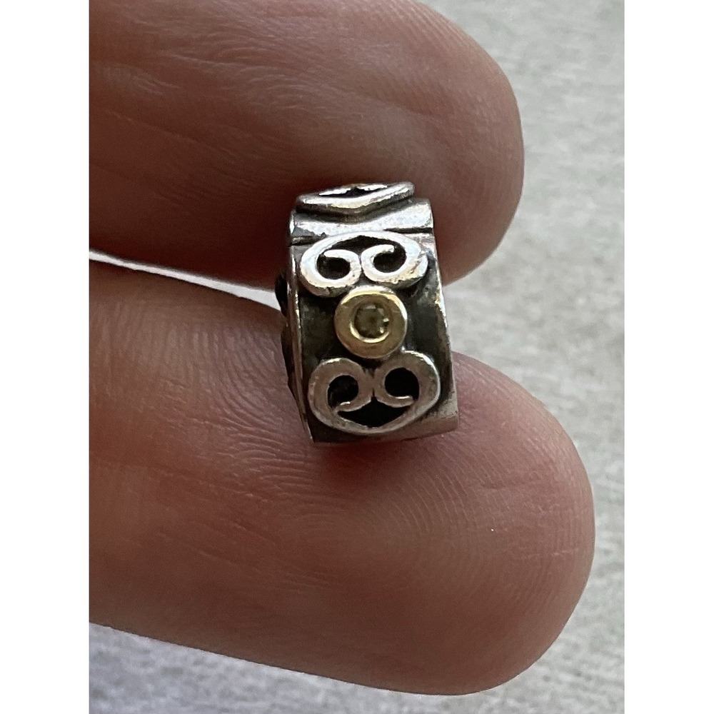 retired Pandora Double Heart Peridot Clip Charm ALE 925 Sterling Silver
